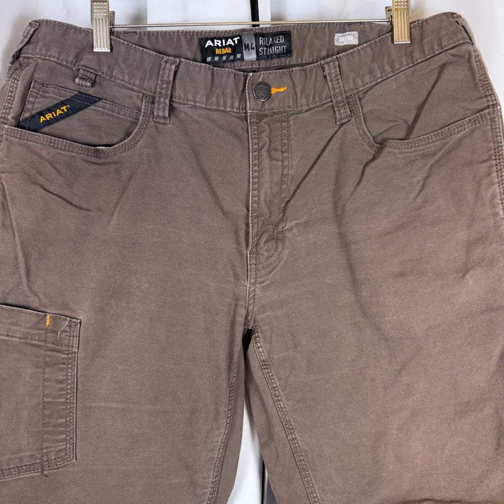 Ariat Rebar M4 Relaxed Straight Work Pants Mens 35x30 Brown Wren 10034622